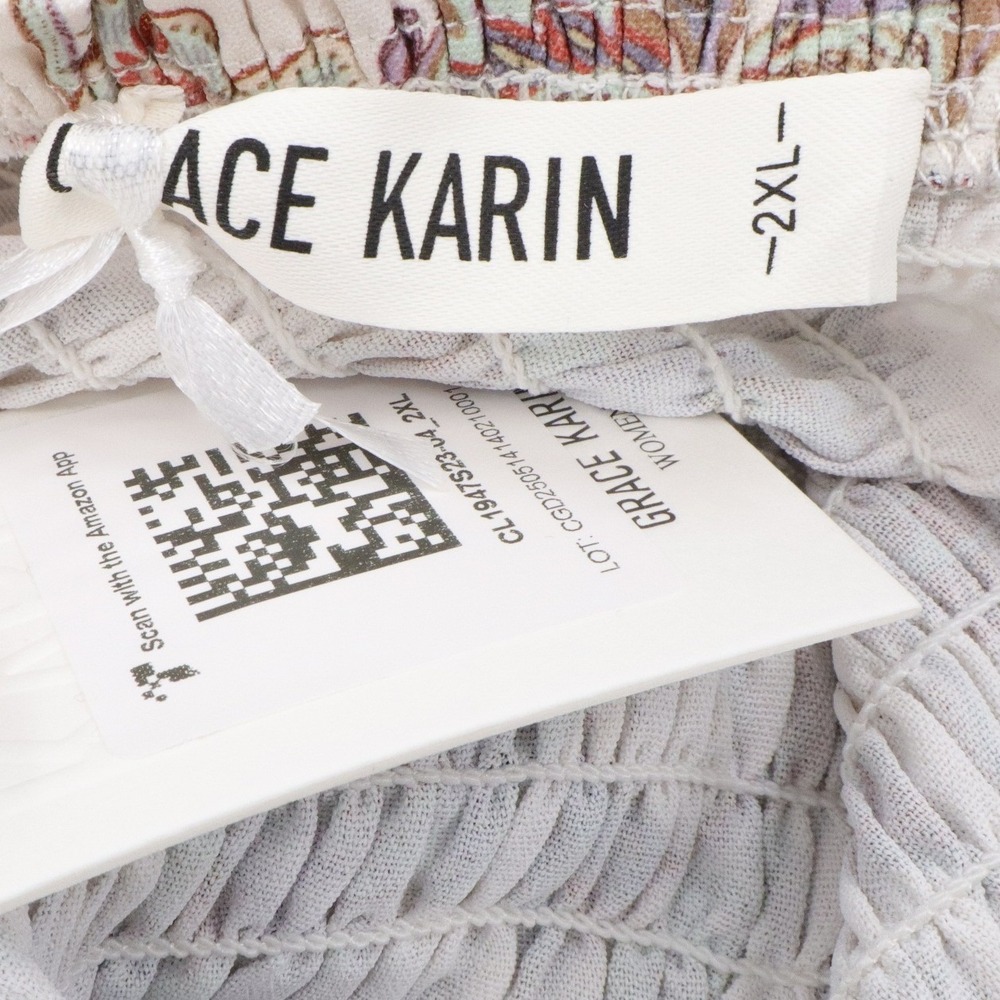 NWT Grace Karin Floral Paisley Smocked Midi Dress Ruffle Hem Sleeveless 2XL - Picture 8 of 9